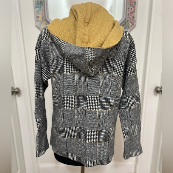 Bartolini Cashmere/Wool Blend Plaid Open Front Hooded Cardigan Sweater - Picture 7 of 14